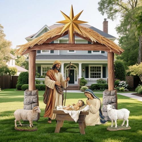 6 Pcs Large Christmas Nativity Scene Set 81" Tall Metal Holy Fami...