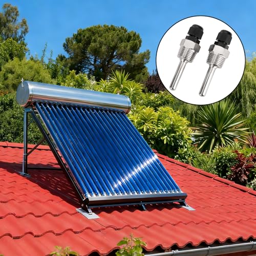 2 Stück Edelstahl Tauchhülsen, G 1/2 Zoll Gewinde für Temperatursensor, Edelstahl Tauchschutzrohre für Thermoelemente, 8 x 30mm Tauchhülsen, Schutzrohr für Temperaturfühler (G1/2 Zoll, 8 * 30mm*2)