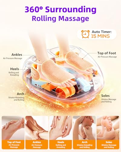 Image of Foot Massager with Heat, Shiatsu Foot Massager with Remote, Electric Feet Massage Machine for Neuropathy,Plantar Fasciitis, Circulation, FSA Eligible HSA Store Eligible Massager (Dark Black,Corded)