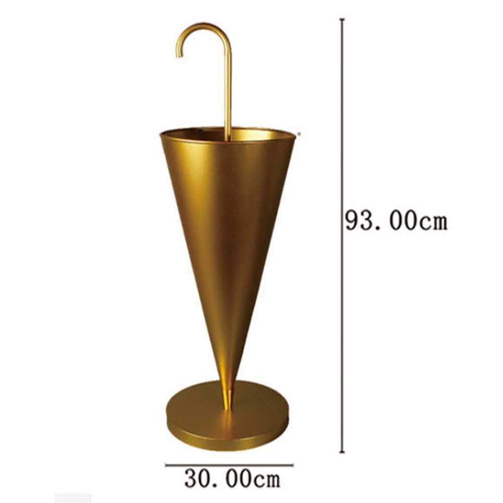 WXYZ Posición Creadora Paraguas, Paraguas Hierro Bucket En Inicio del Pasillo del Hotel, Drenaje Rápido De Almacenamiento Cubo, Negro Oro 93x30cm (Color : Gold)