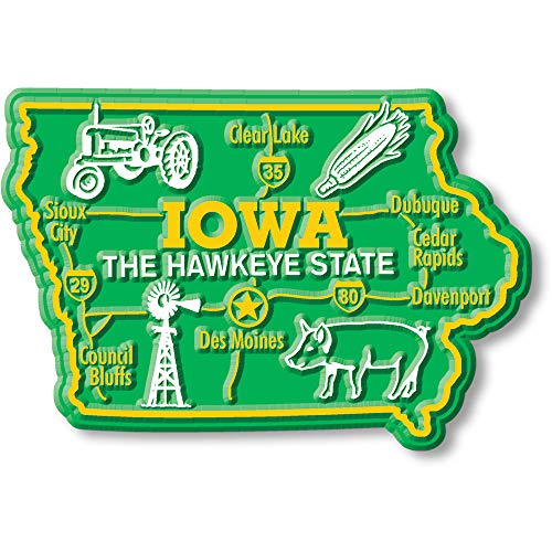 Imán decorativo gigante del estado de Iowa, 3.7" x 2.5"
