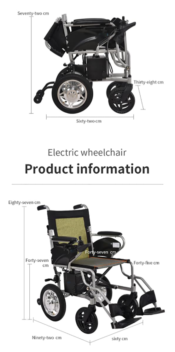 Silla de ruedas eléctrica plegable y ligera, silla de ruedas de transporte 2 en 1, ayuda para caminar con ruedas y reposapiés abatible extraíble, tamaño de viaje, silla de ruedas eléctrica plegable