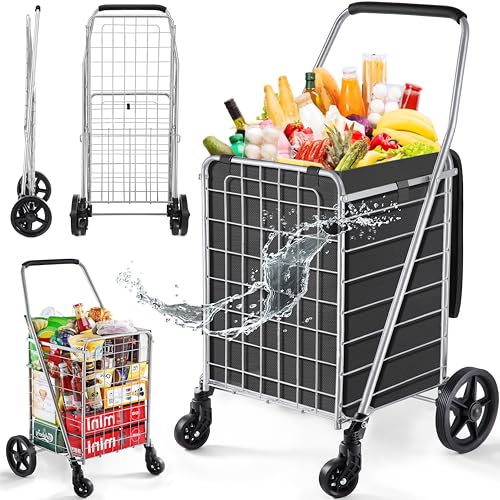 Wellmax WM99024S Grocery Utility Shopping Cart, Easily Collapsible and Portable to Save Space and...