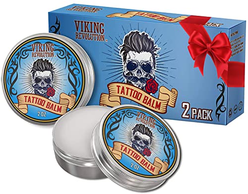 Viking Revolution Tattoo Balm for Before, During & Post Tattoo – Safe, Natural Tattoo Aftercare Cream – Moisturizing Lotion to Promote Skin Healing Tattoo Cream (2 Pack)