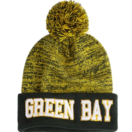 YANGUMGUAN Green Bay Football Beanie Hat for Men and Women Super Soft Football Knit Pom Beanie Mens Winter Cap
