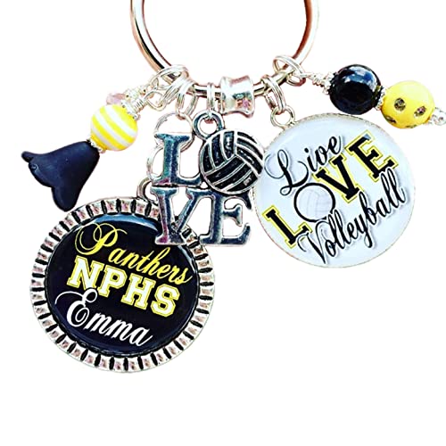 Personalized Live Love Volleyball Baseball Soccer Softball Tennis Basketball Bowling Coach Keychain Player Gift, Choice of Colors and sport
