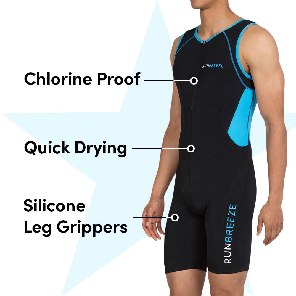 Tri Suit Mens – Triathlon Suit for Men, Breathable, Quick Drying Trisuit, Rear Pockets, Triathlon Suit Mens for Cycling, Swimming, Running