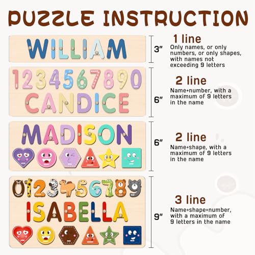 Image of OELTTG Name Puzzle for Kids Personalized, Toddler Wooden Puzzles, Early Learning Toys for Baby, 1st Birthday Gifts, Personalized Baby Gifts