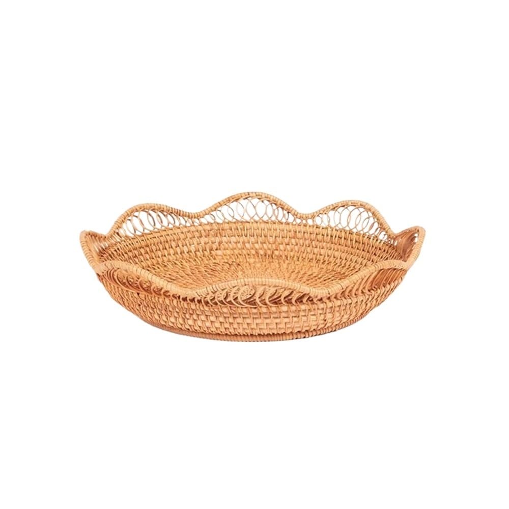 Basket Storage Box Kitchen 1-Pack,Handwoven Round Rattan,Wicker Tray,Picnic,Sundries Decor Container
