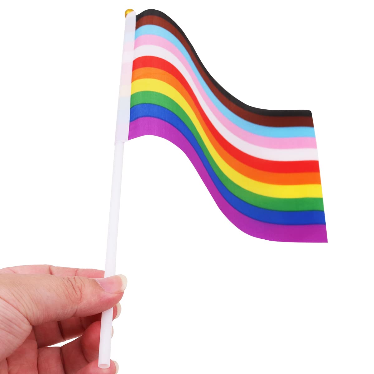 WANGCL 20 Pack Handheld Progress Pride Flags Mini LGBT Rainbow Flags for Outdoor LGBT Parades Rainbow Party Decorations(B) - Image 4