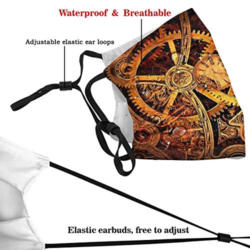 NOT Face Mask Adjustable Earloops Breathable Reusable Outdoor Mouth Cover Dust Mask for Adults Kids Steampunk Gears Clockwork Widescreen Watch Cogs steampunk buy now online