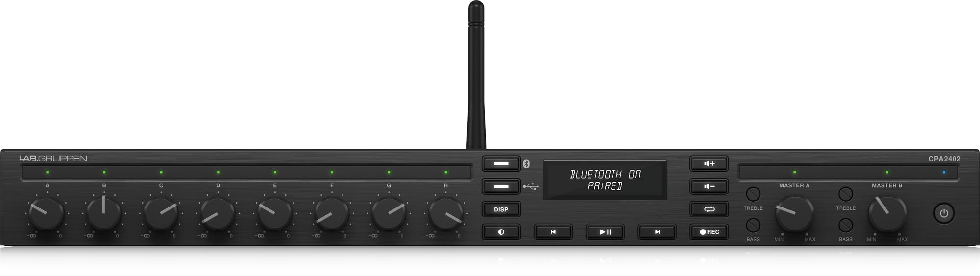 Lab Gruppen - Amplificador de mezcla comercial (2 x 240 W, con 8 entradas, transmisión Bluetooth, reproductor multimedia USB