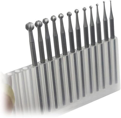 Miniatura 3 de Luo ke Juego de 12 rebabas de bolas de forma redonda, brocas de grabado para lapidaria (008-040)