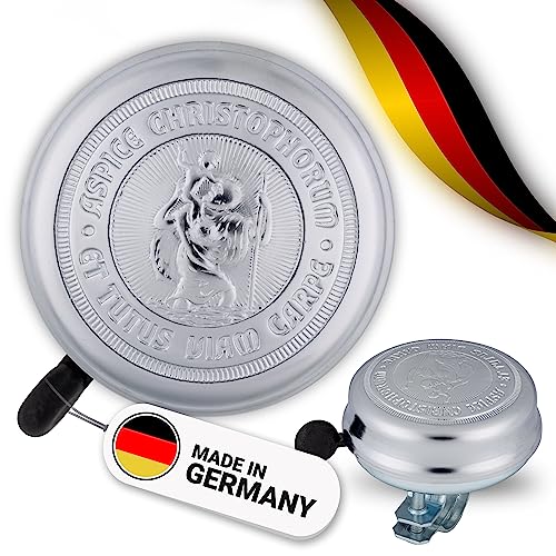 TRAILWOLF Fahrradklingel Retro - Heiliger Christopherus - Schutzpatron für alle Reisenden - Made in Germany - maximale Sicherheit für jedes Fahrrad