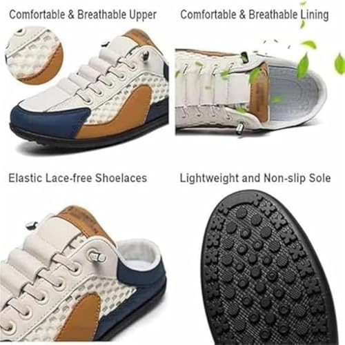 Men's Slip on Mule Sneakers,Men's Backless Sneakers, Closed Toe Half Drag Sneakers Anti-Slip Walking Shoes2