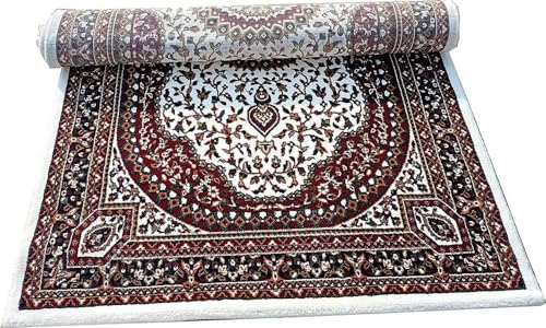 Image of Kashmiri Design Traditional Carpets for Living Room 8x11 Feet (240 x 330 Cm) Drawing Room Hall Ivory Colour