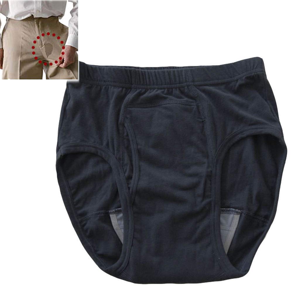 Washable Urinary Incontinence Cotton Brief Underwear with Front Absorbent Area, for Men Absorbency Washable Reusable Adult Diaper Underwear,XXL
