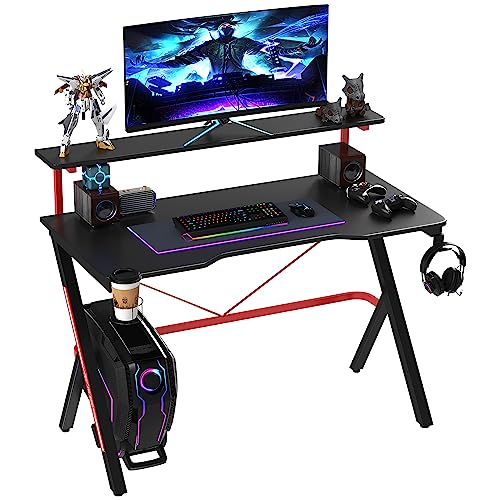 HOMCOM 47 Inch Gaming Desk, Racing Computer Desk Elevated