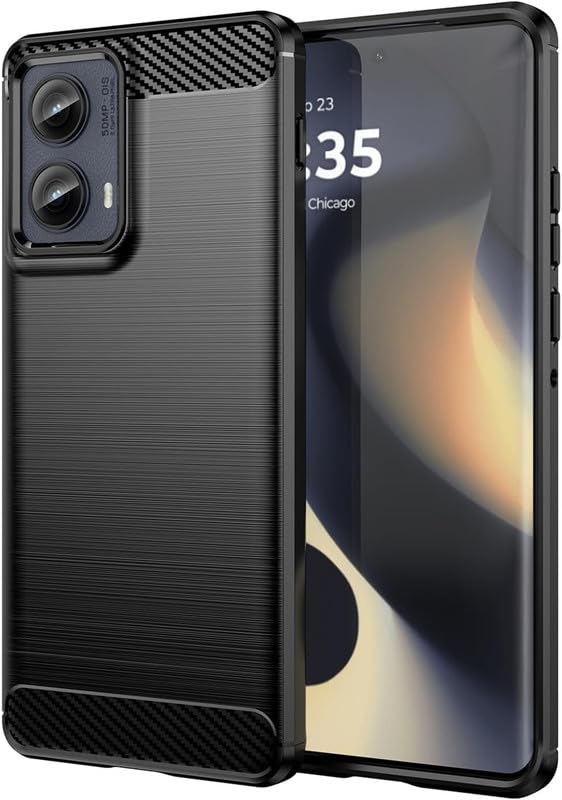 Image of Carbon Fiber Shockproof Zebra Back Cover for Moto Edge 5G 2024 - Black