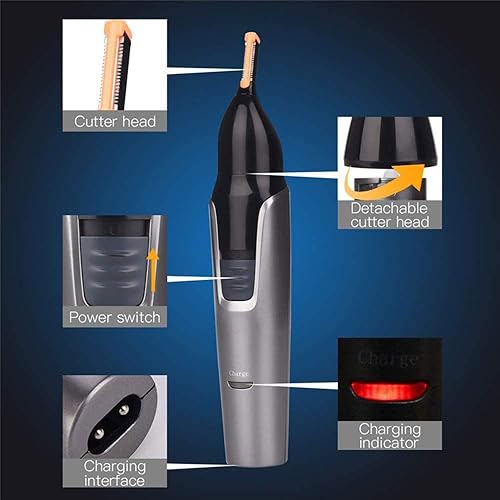 Miniatura 5 de Cortapelos para orejas y nariz para hombres y mujeres, 3 en 1, recargable, profesional, eléctrica, recortadora de cejas y vello facial con cabeza