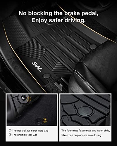 3W Floor Mats Compatible For Toyota Rav4 2019-2023 (Non Hybrid Or Prime) Tpe All Weather Custom Fit Floor Liner For Toyota Rav4 1St And 2Nd Row Full Set Car Mats,Black #TOP3