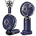 Jsdoin Ventilador de mano portátil, 5 velocidades recargable por USB,funciona con pilas, ventilador plegable de escritorio con pantalla LED para el hogar,oficina,dormitorio,viajes al aire (Azul)