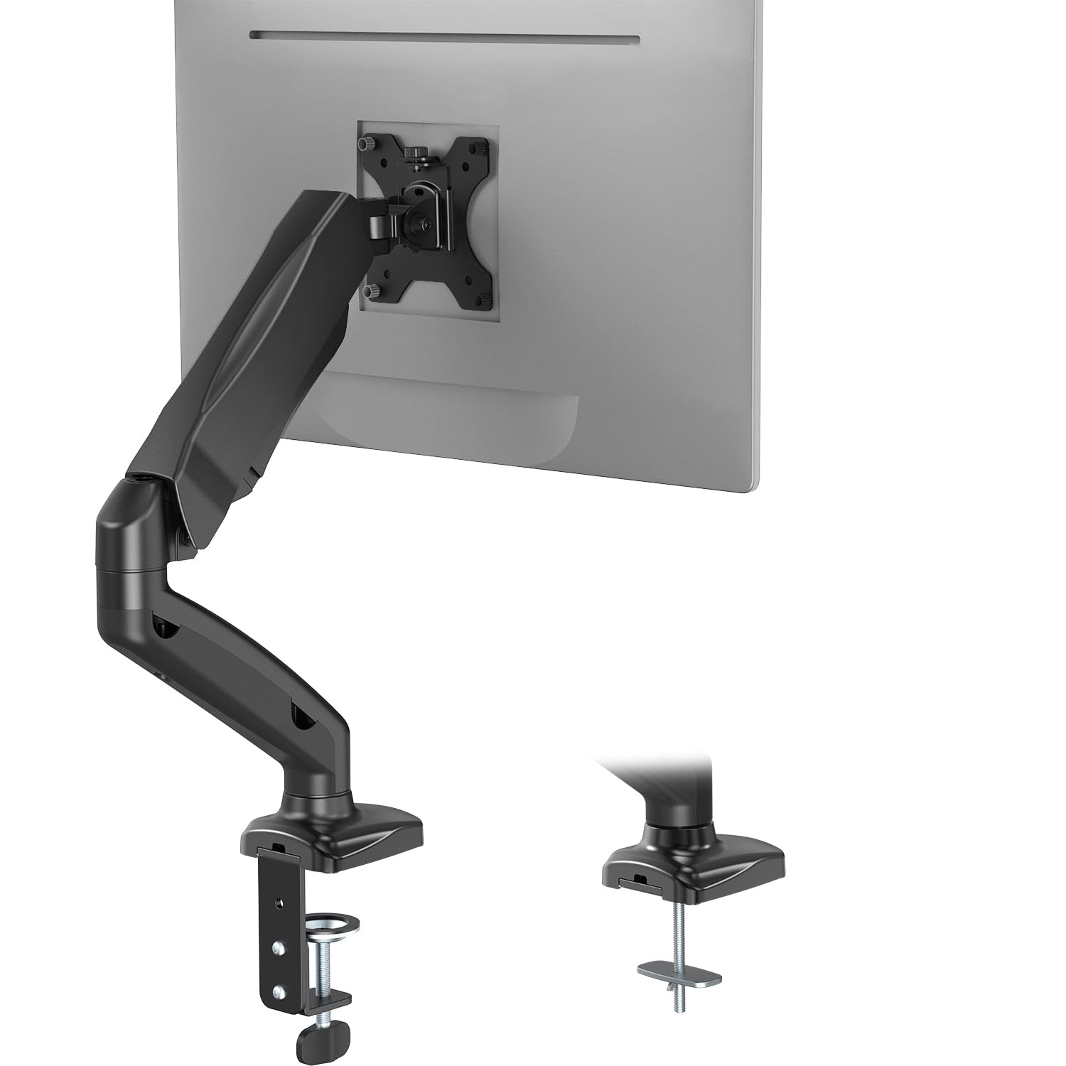 WALI Single Monitor Arm for 13-27 inch Screens, Adjustable Single Monitor Mount Holds 19.8lbs, Computer Monitor Stand for Desk, Clamp and Grommet Base