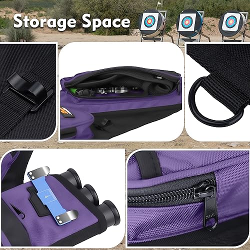 SUNYA Archery Hip Quiver for Arrows. Includes 3 Tubes Arrow Holder, Accessories Pockets and Waist Belt. Fit for Compound and Recurve Bow Practice. (Purple)