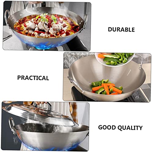 Wok de acero inoxidable con doble asa y fondo grueso miniatura 7
