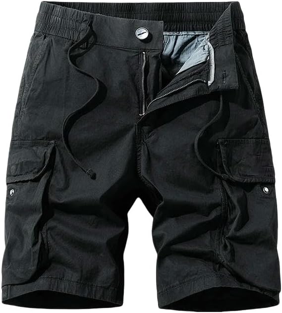 Men's Summer Cotton Cargo Shorts Multi Pocket Solid Tactical-Style Outdoor Breathable