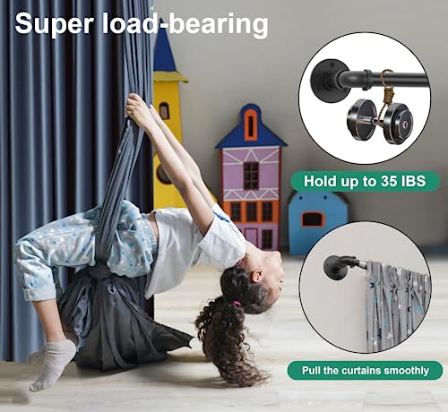 Dhldwq Industrial Curtain Rods For Windows 48 To 84, 2 Pack 1 Inch Heavy Duty Curtain Rod, Indoor/Outdoor Curtain Rod 48-84 Inch, Wrap Around Blackout Curtain Rod, Rustic Black Curtain Rod #TOP2