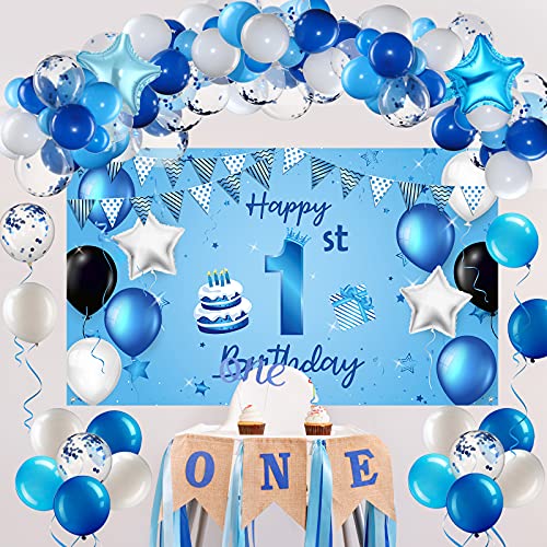 Breling 88 Pcs Boy 1st Birthday Decorations, Blue Baby First Party Supplies by Breling - Used condition - Image 7