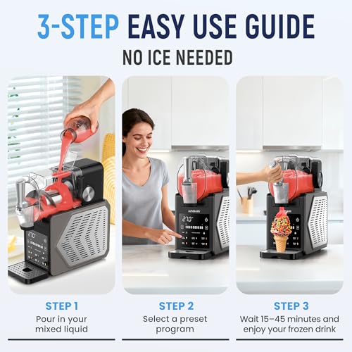 Image of Slushie Machine & Ice Cream Maker, 85oz Larger Slushie Machine for Home, LED Display | 6 Preset Programs | Auto-Clean, Perfect for Margaritas, Frappes, Milkshakes & Smoothies, No Ice Needed