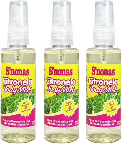 MUNTRADE Spray Citronela Antimosquitos 3 x 60 ml | Repelente Natural para Mosquitos con Citronela y Albahaca | Aroma Suave y Agradable | Tamaño Viaje | para Exterior, Playa, Camping y Piscina