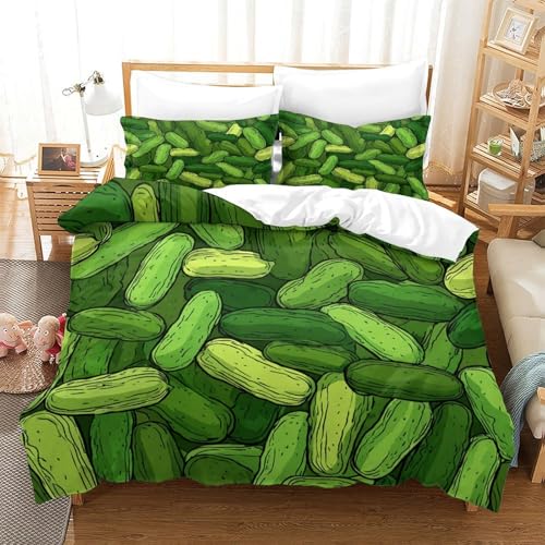 Parure de lit microfibre cornichons housse de couette douce 140x200cm résistante lavable