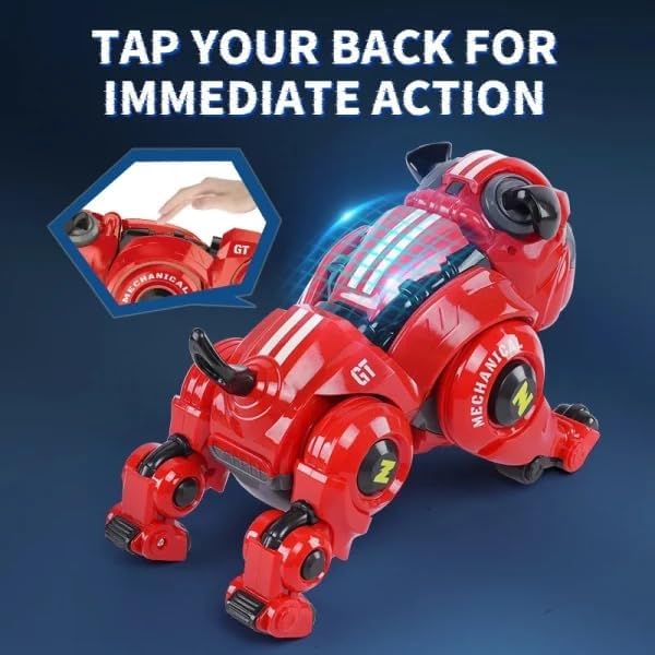 Pihura Robot Dog for Kids, Remote Control Robot Rechargeable Programming Stunt Robo Dog with Sing, Dance, Touch Function, Robotic Dog Toy for Boys Ages 5+ Birthday Gifts, Red 1