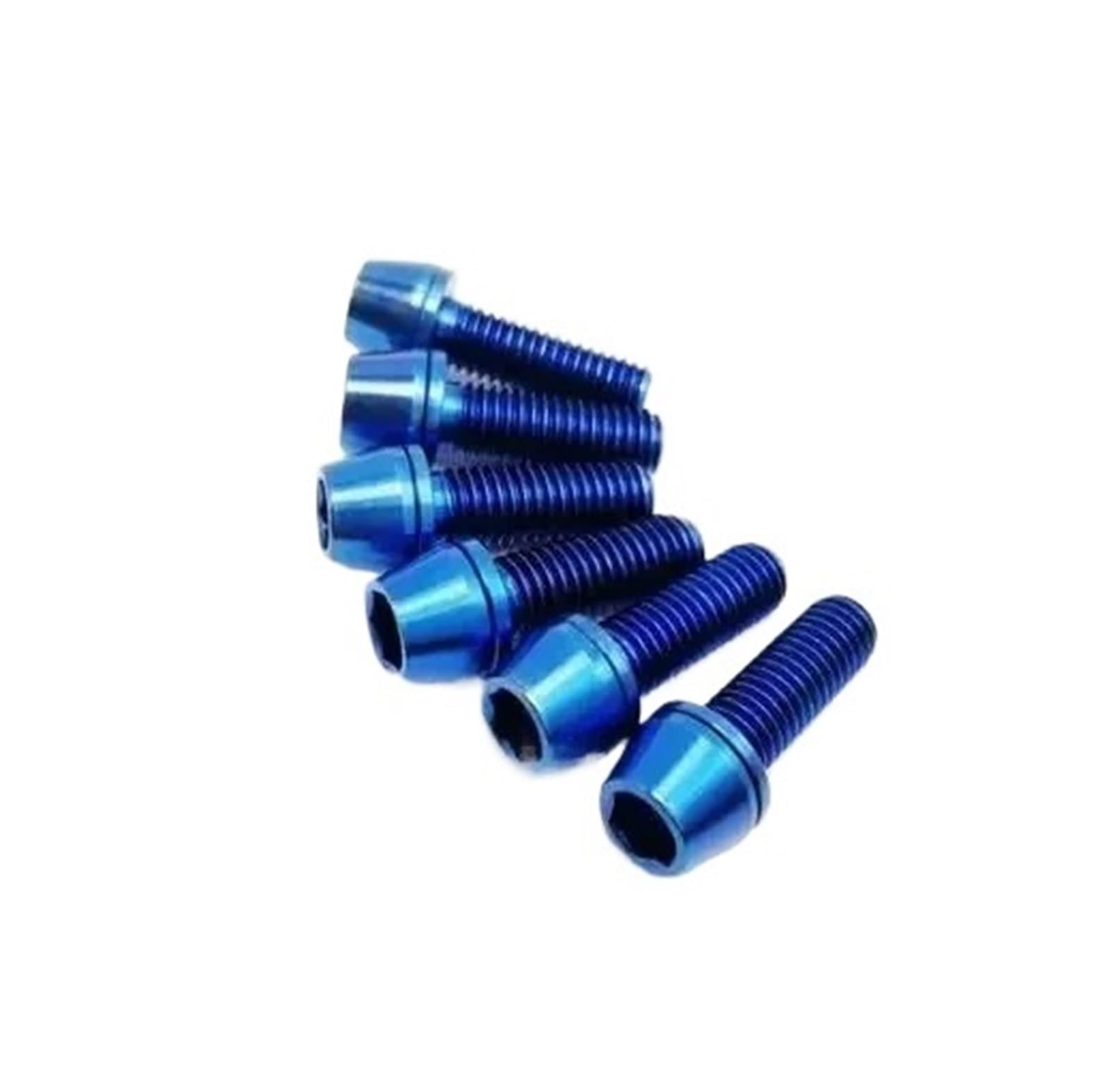 2-6 szt. śrub tytanowych M5 M6X16/18/20/25 z łbem stożkowym i podkładką uszczelniającą do mostka rowerowego(Blue,6pcs,M5X16mm)