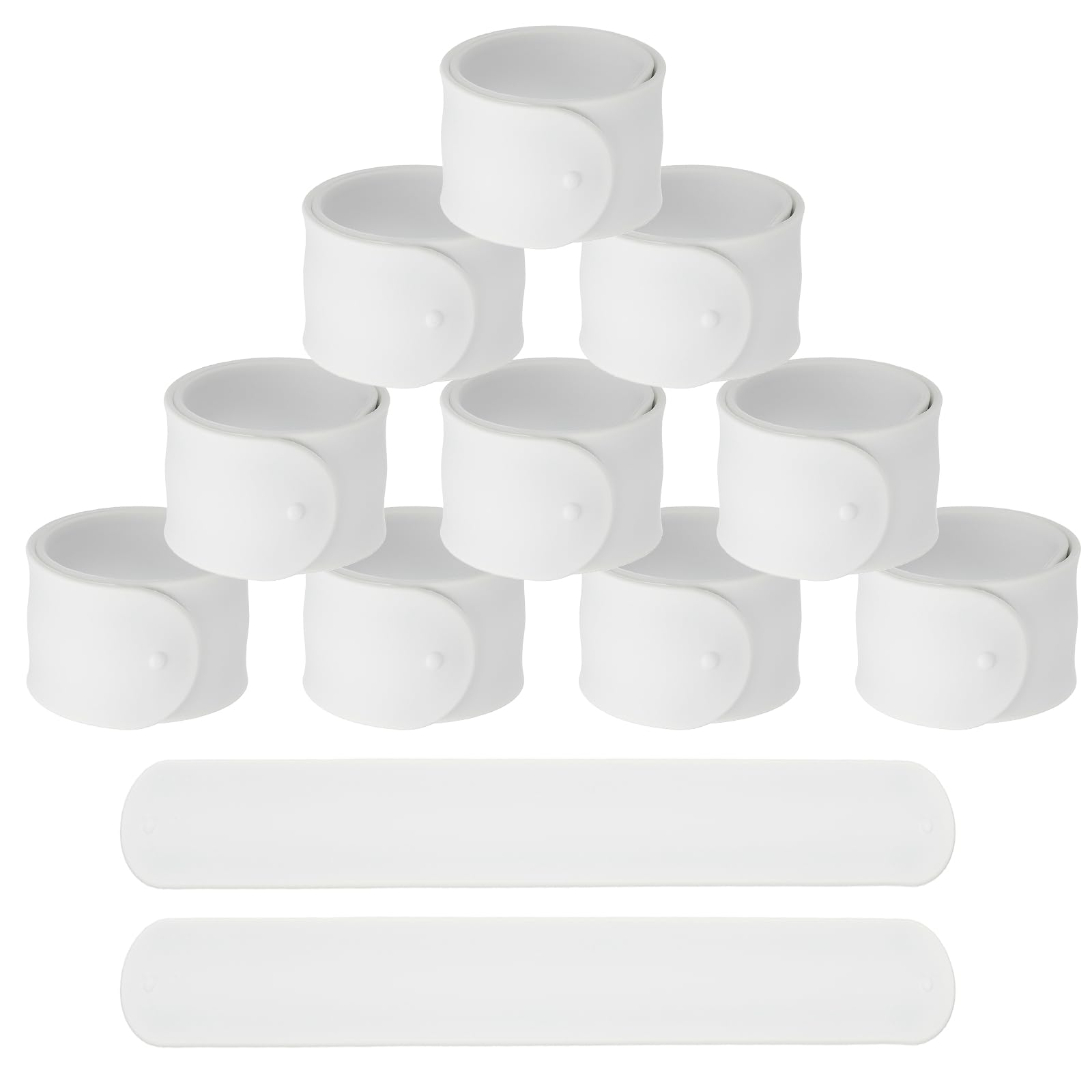 YELARXI Slap Bracelets, Silicone Charm Bracelets Snap Band - 12Pcs Fitting for (Birthday Holiday Exchanging Gifts Party Favors Crafts Project DIY Prizes) 8.5" & White