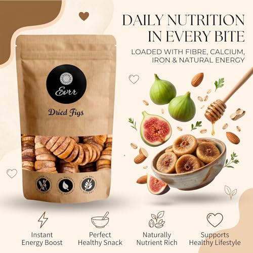 Image of Evrr Premium Anjeer Dry Fruits 1kg | Afghan Dried Figs | Natural Sun-Dried Fig | Rich in Fiber, Iron & Calcium | Healthy Snack