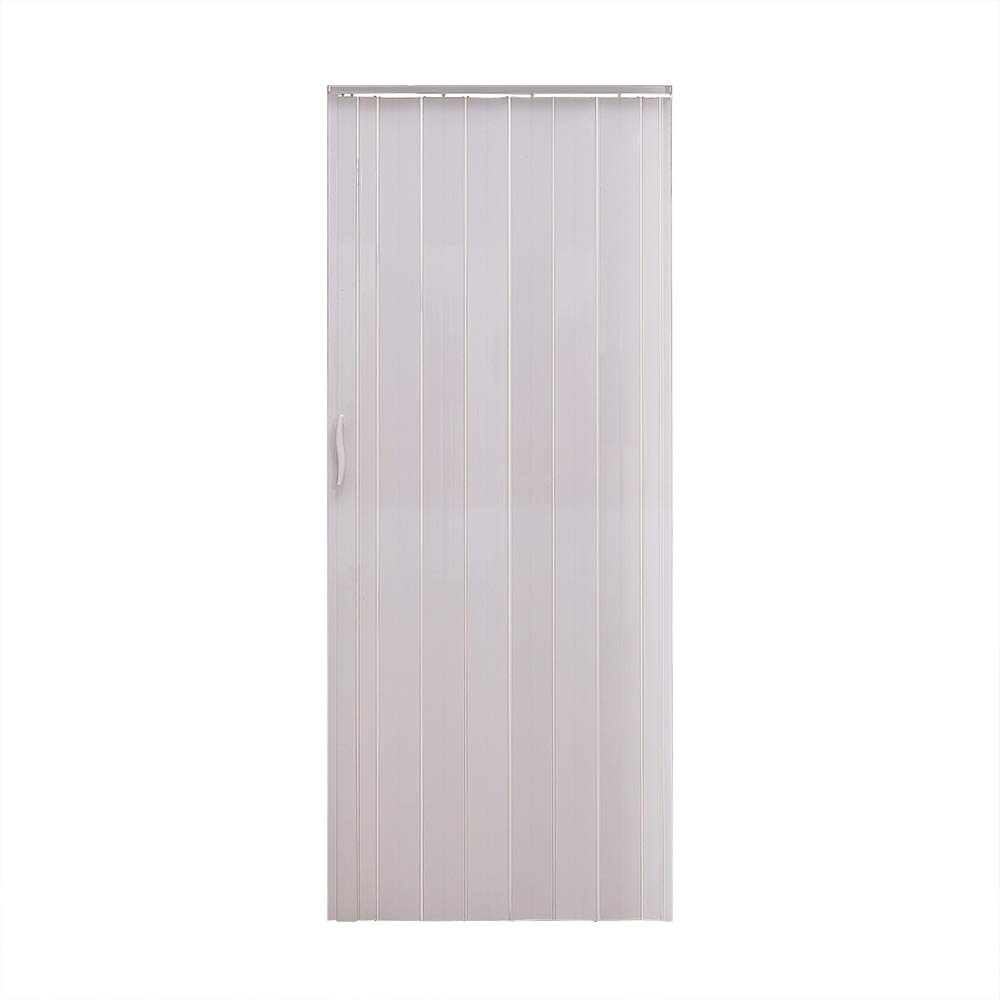 PVC Folding Door Magnetic Catch PVC Concertina Accordion Door Gloss 84x203cm 6mm Thick (White)