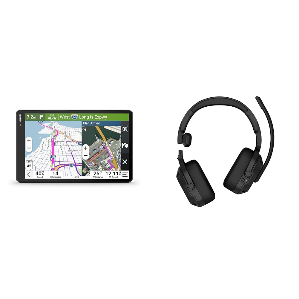 Garmin dēzl™ OTR1020, Extra-Large High-Res 10” GPS Truck Navigator, Custom Truck Routing,Satellite Imagery,Community-Shared Loading Docks, Dual-Orientation Display and Dezl headset 210 (010-02870-00)