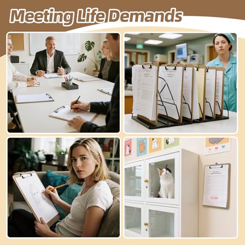 HappyHapi 16 Pack Clipboard 8.5 x 11 Letter Size Clip Boards Bulk, A4 Wooden Hardboard Office Clipboards Pack for Classroom, Work-Meetings, Brown