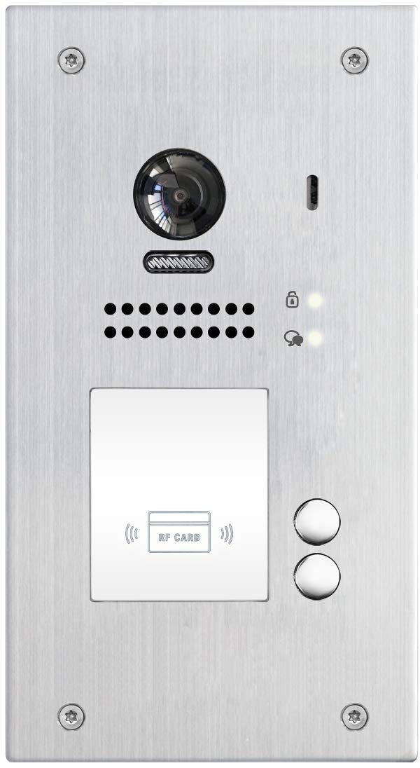 Zweifamilienhaus Video Türsprechanlage, 7 Zoll Monitor DX471 WiFi, Aussenstation DT607 Unterputz mit 170° Fischaugenkamera und RFID (inkl. 5 Chips mit MasterAdd und MasterDelete)