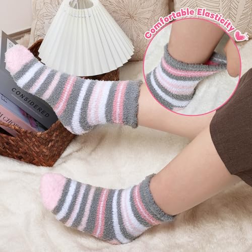 Image of Loritta 6 Pairs Womens Fuzzy Socks, Winter Warm Fluffy Slipper Socks
