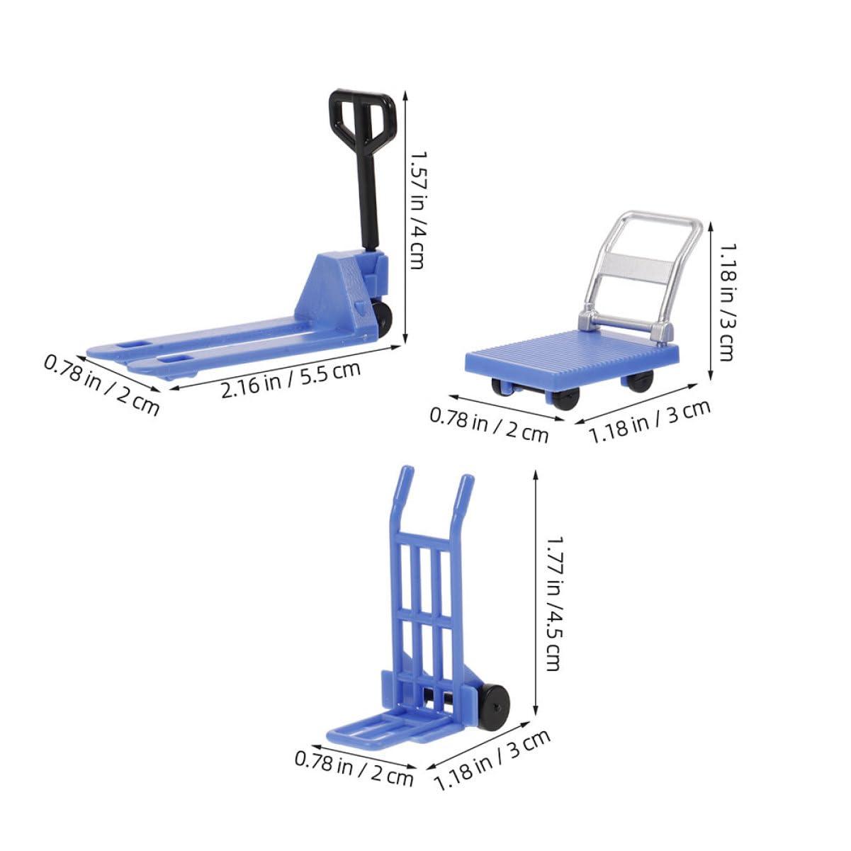 Abaodam 3Sets Miniature Model Forklift Hand Pulley Platform Cart Versatile Construction Tools for Educational Play Projects