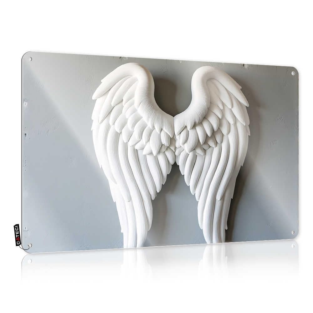 Fzfn Colour Cool Wall Decor Bathroom Accessories Decor Dining Novelty Sweet White Angel Wings Decoration On Gray Wall - Easy To Hang Art(30X40cm)