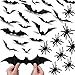 44 Halloween Spinnen Fledermaus Wandaufkleber, Oliwan Faltbarer 3D Spinnen Aufkleber Halloween Fledermaus Spinne Fensteraufkleber Wandtattoo Halloween Wandsticker Dekoration, 32 Schläger+ 12 Spinne