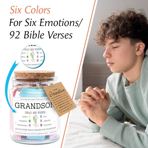 Image of NewEleven Fathers Day Gift for Grandson - High School Graduation Gifts for Boys From Grandma, Grandpa - Graduation Gifts, Christian Gift For Teen Boy, Grandkids - Bible Verse Jar