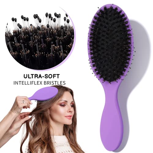 Hair Extension Brush and Detangler Massage Hair Brush Professional Detangle Natural Bristle Cushion Nylon Brush Comb Soft Bristle Hairbrushes for Women - Image 3