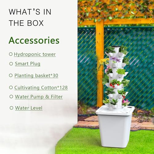 Sistema di coltivazione idroponica intelligente da giardino con 30 cialde, kit da giardino per erbe aromatiche, pompa idratante e adattatore, vasi a rete inclusi